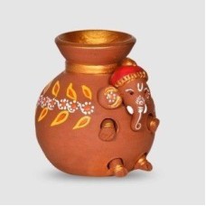 Handpainted Baby Ganesha Coming Out from the Matki